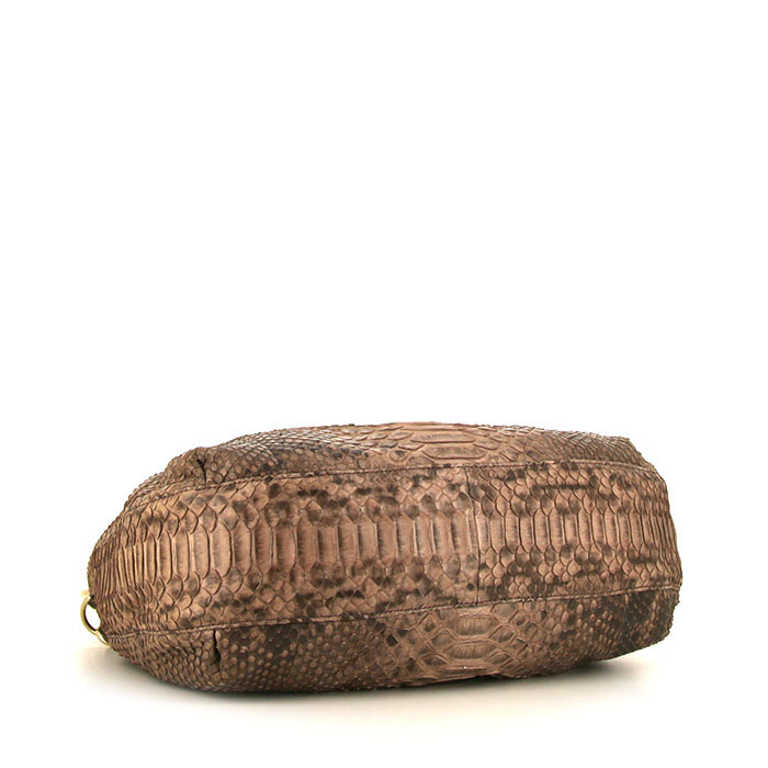 Bolso de mano Gucci en piel de pitón marrón - Detail D5