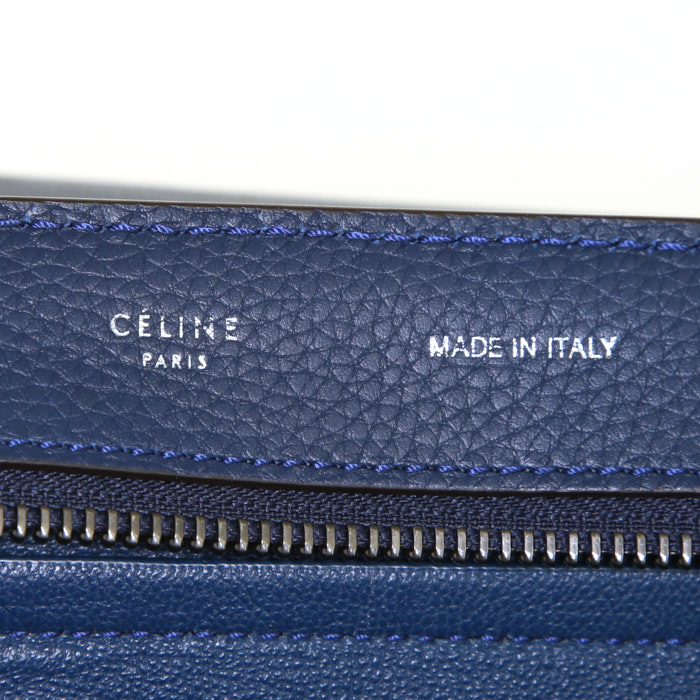 Celine Trapeze handbag in blue leather and blue suede - Detail D4