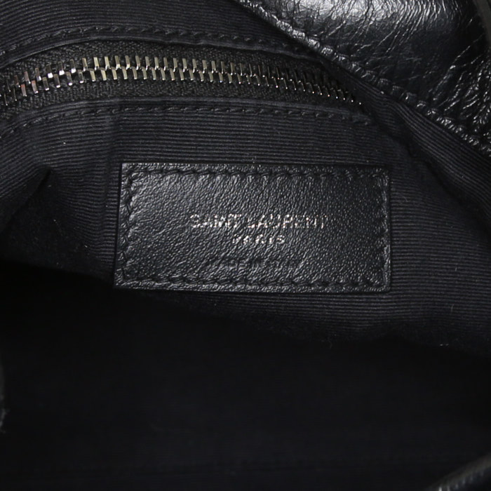 Shopping bag Saint Laurent Niki in pelle nera con motivo a spina di pesce - Detail D4