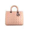 Dior  Lady Dior large model  handbag  in pink leather cannage - 360 thumbnail