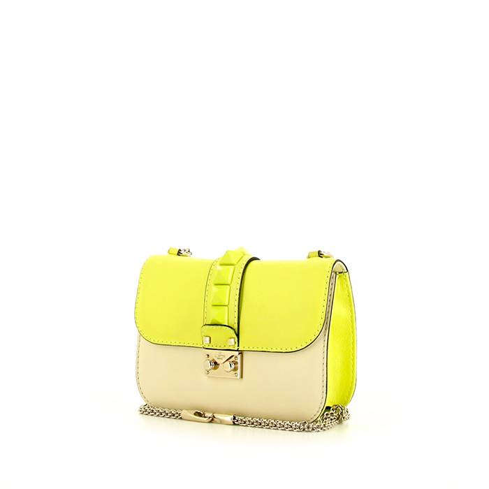 Valentino Rockstud shoulder bag in yellow and beige leather