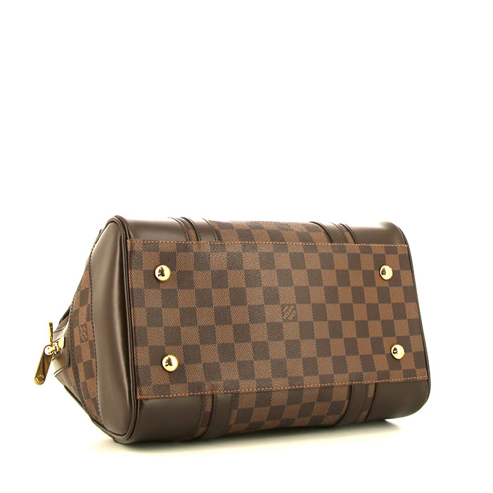 Louis Vuitton Berkeley handbag in ebene damier canvas and brown leather - Detail D4