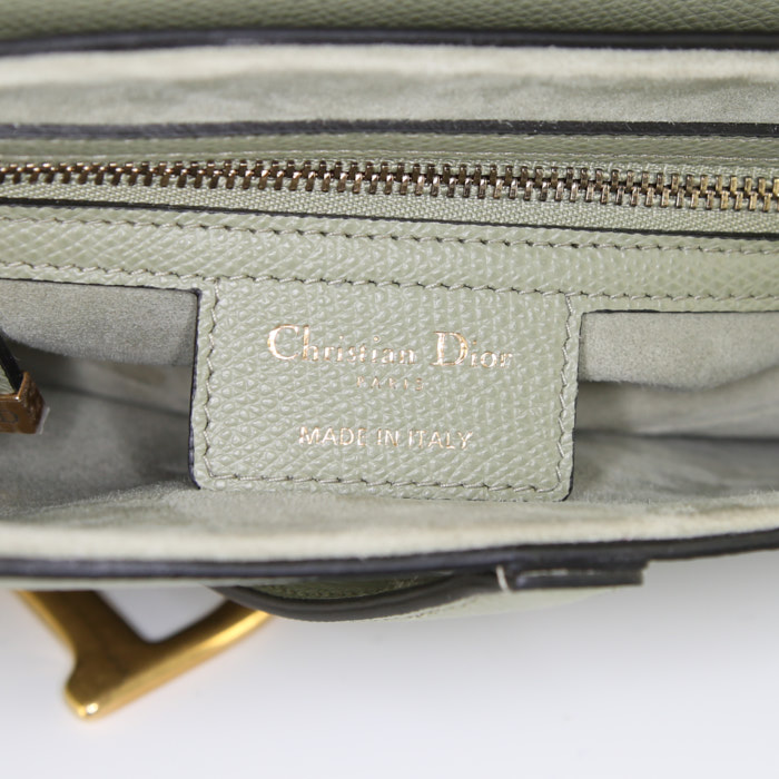 Borsa Dior Saddle in pelle martellata verde - Detail D3