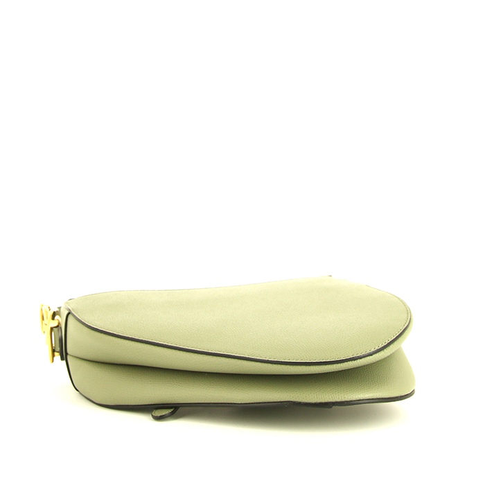 Dior Saddle handbag in green grained leather - Detail D4