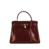 Hermès Kelly 28 cm handbag in burgundy box leather - 360 thumbnail