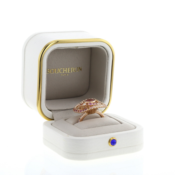 Bague Boucheron Ma Jolie grand modèle en or rose,  diamants et saphirs et en tourmaline rose - Detail D2