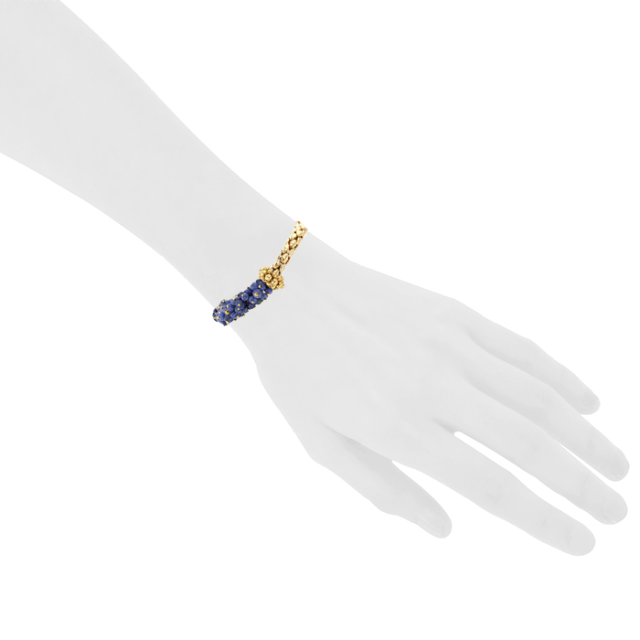 Bracelet semi-rigide Vintage en or jaune et saphirs - Detail D1