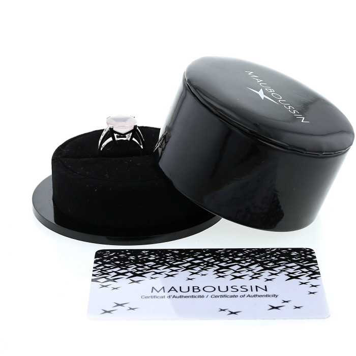 Anello Mauboussin Petite Rose d'Amour in oro bianco,  quarzo rosa e zaffiri rosa - Detail D2