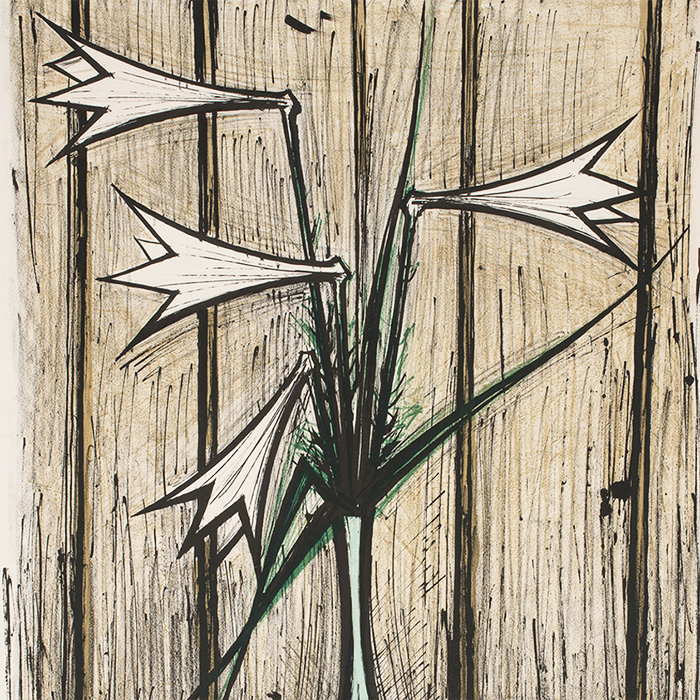 Bernard Buffet, "Le Lys", lithograph in colors on paper, signed, numbered and framed, of 1970 - Detail D1