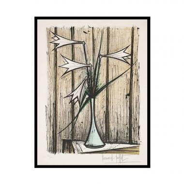 Bernard Buffet, "Le Lys", lithographie en couleurs sur papier, signée, numérotée et encadrée, de 1970