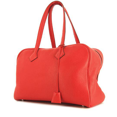 Bolso de mano Hermes Victoria en cuero togo rojo