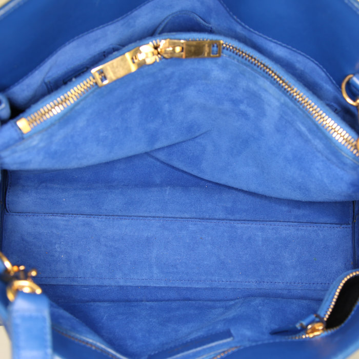 Saint Laurent Sac de jour small model handbag in blue leather - Detail D3