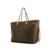 Shopping bag Louis Vuitton Neverfull modello grande in tela monogram marrone e pelle naturale - 00pp thumbnail