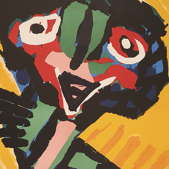 Karel Appel, "Personnage", lithographie en couleurs sur papier, signée, numérotée et encadrée, de 1975 - Detail D1