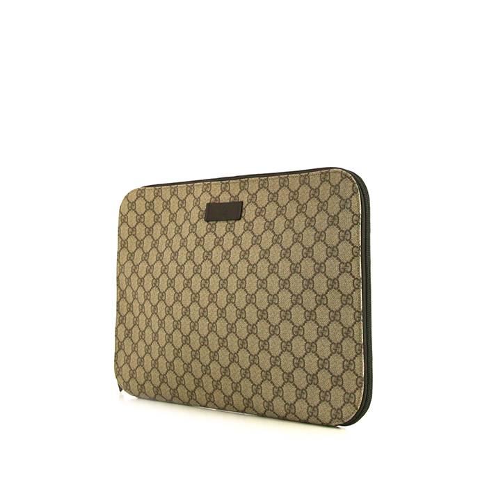 Gucci briefcase in beige monogram canvas and brown leather - 00pp