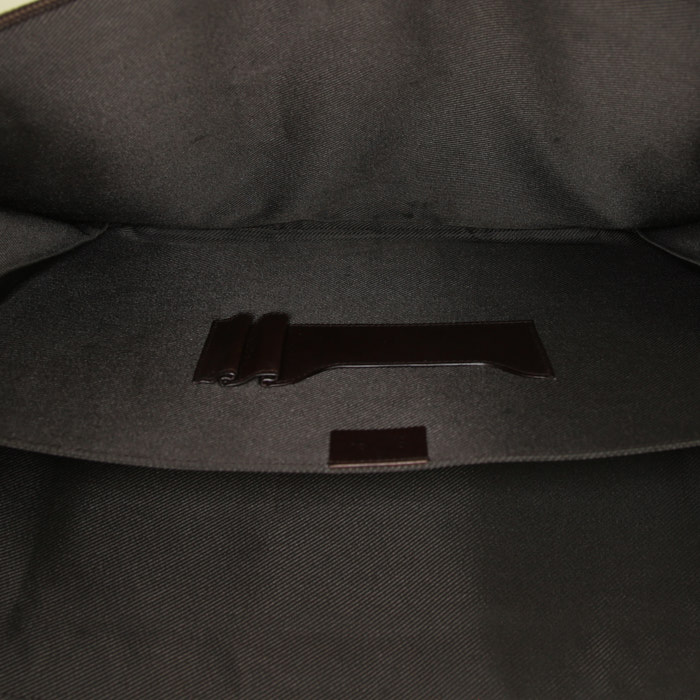 Porte-documents Gucci en toile monogram beige et cuir marron - Detail D2