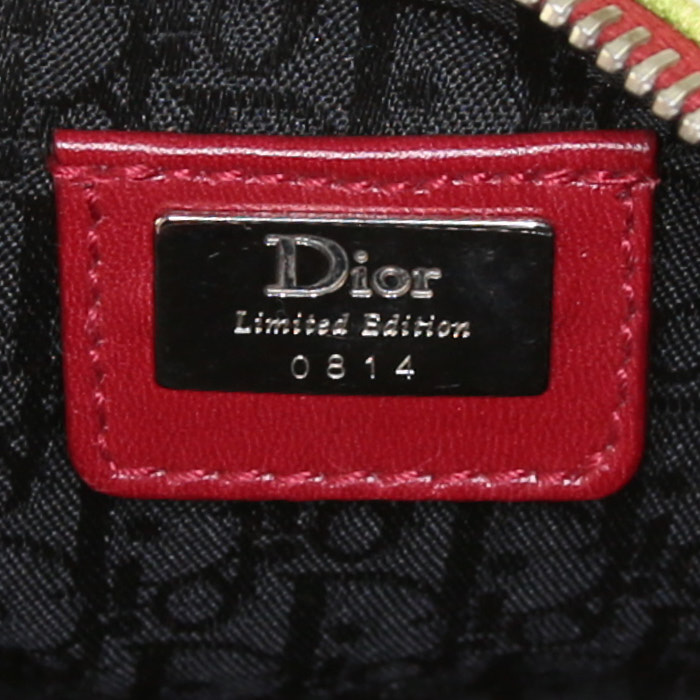 Pochette Dior Saddle en toile rouge et cuir rouge - Detail D3