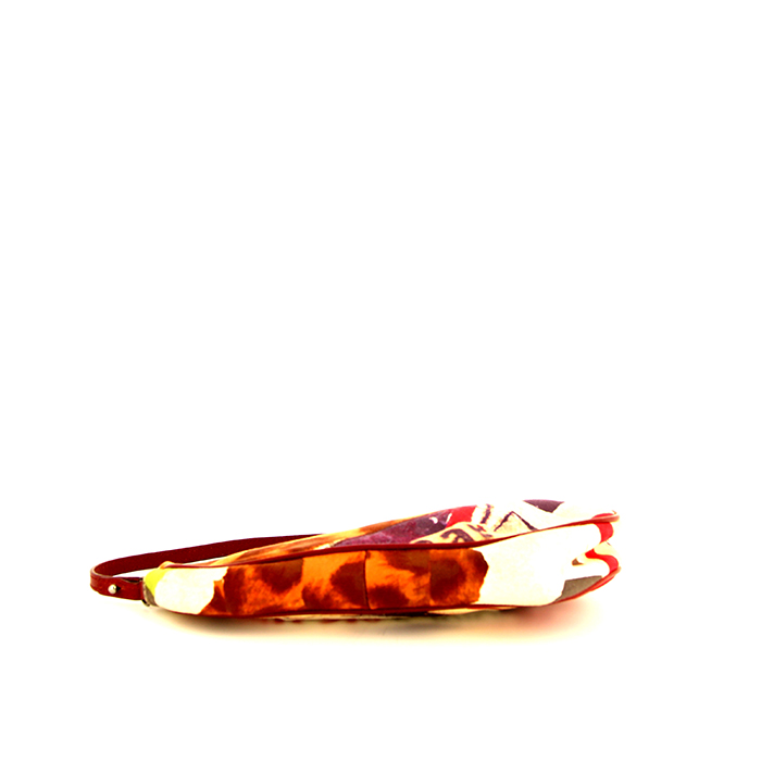Pochette Dior Saddle en toile rouge et cuir rouge - Detail D4