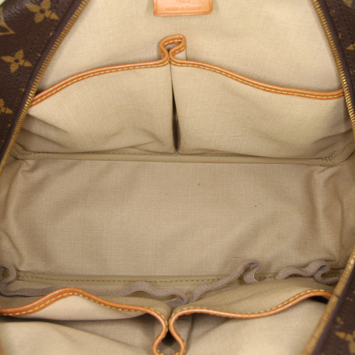 Sac à main Louis Vuitton Deauville en toile monogram marron et cuir naturel - Detail D2