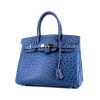 Hermes Birkin 30 cm handbag in Bleu Brighton ostrich leather - 00pp thumbnail