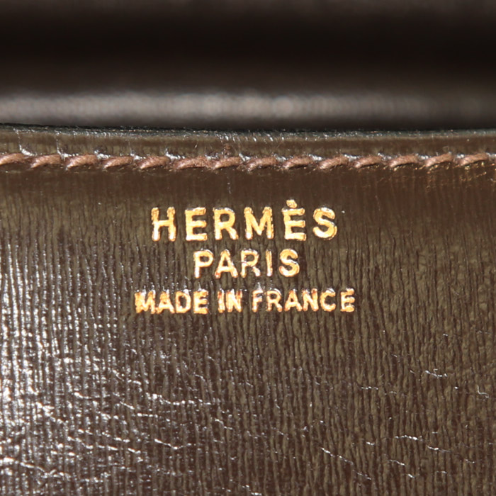 Sac à main Hermès  Constance en cuir box marron-chocolat - Detail D4