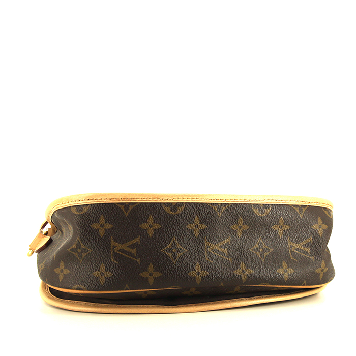 Borsa a tracolla Louis Vuitton Menilmontant in tela monogram marrone e pelle naturale - Detail D4
