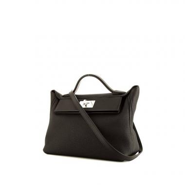 Bolso de mano Hermès 24/24 en cuero negro