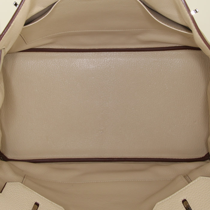 Sac à main Hermes Birkin 35 cm en cuir togo beige Parchemin - Detail D2