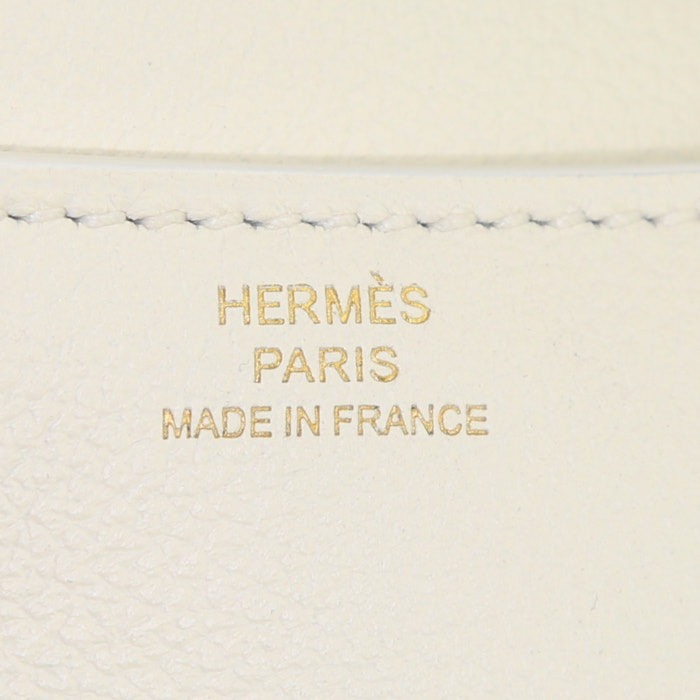 Borsa a tracolla Hermes Constance mini in pelle martellata bianca - Detail D4