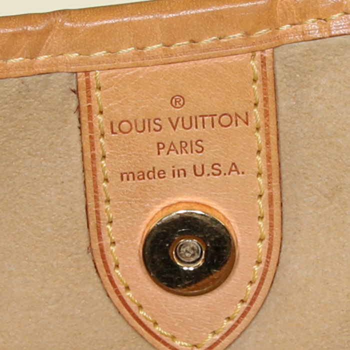 Sac à main Louis Vuitton Galliera en toile damier azur et cuir naturel - Detail D3