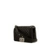 Chanel Mini Boy shoulder bag in black quilted leather - 00pp thumbnail