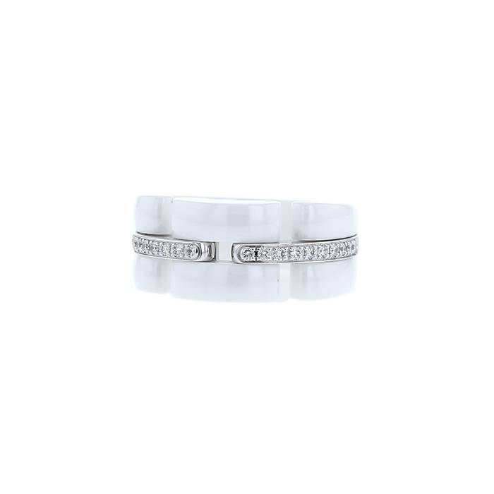 Anello rigido Chanel Ultra in oro bianco,  ceramica bianca e diamanti - 00pp