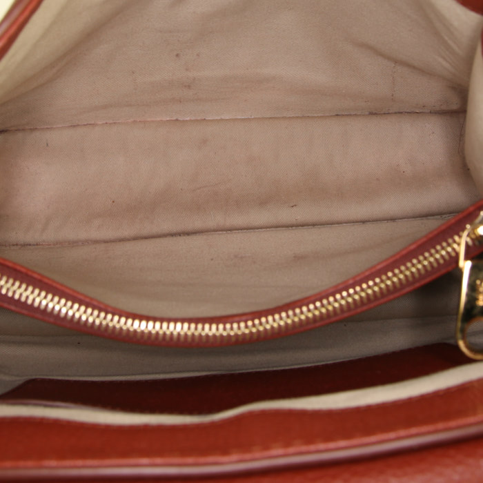 Sac à main Chloé Aby en cuir grainé marron - Detail D3