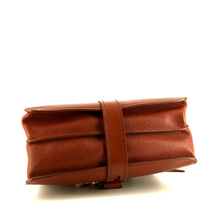Chloé Aby handbag in brown grained leather - Detail D5