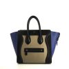 Celine Luggage Mini handbag in blue, black and beige tricolor leather - 360 thumbnail