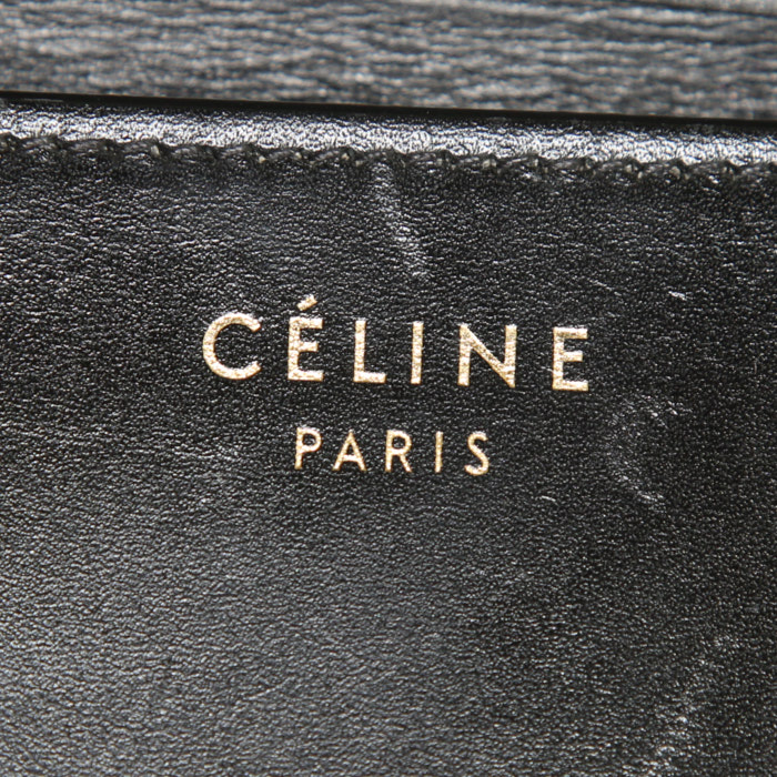 Celine Luggage Mini handbag in blue, black and beige tricolor leather - Detail D2