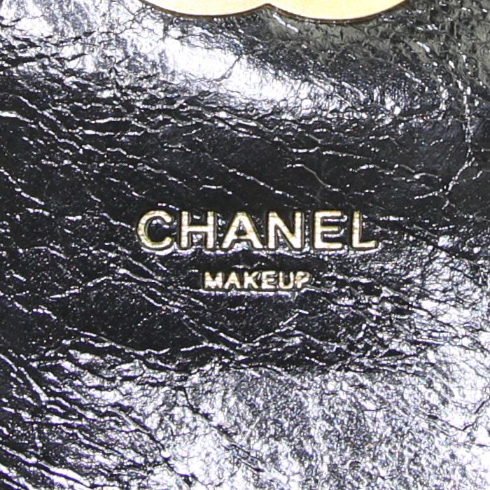 Sac bandoulière Chanel mini en toile matelassée noire - Detail D4