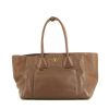 Prada shopping bag in brown grained leather - 360 thumbnail