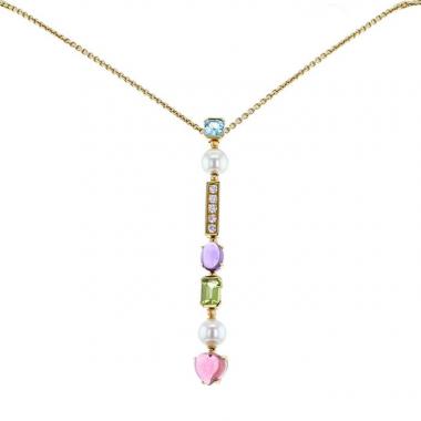 Collar articulado Bulgari Allegra en oro amarillo,  diamantes y piedras de colores y en perlas blancas