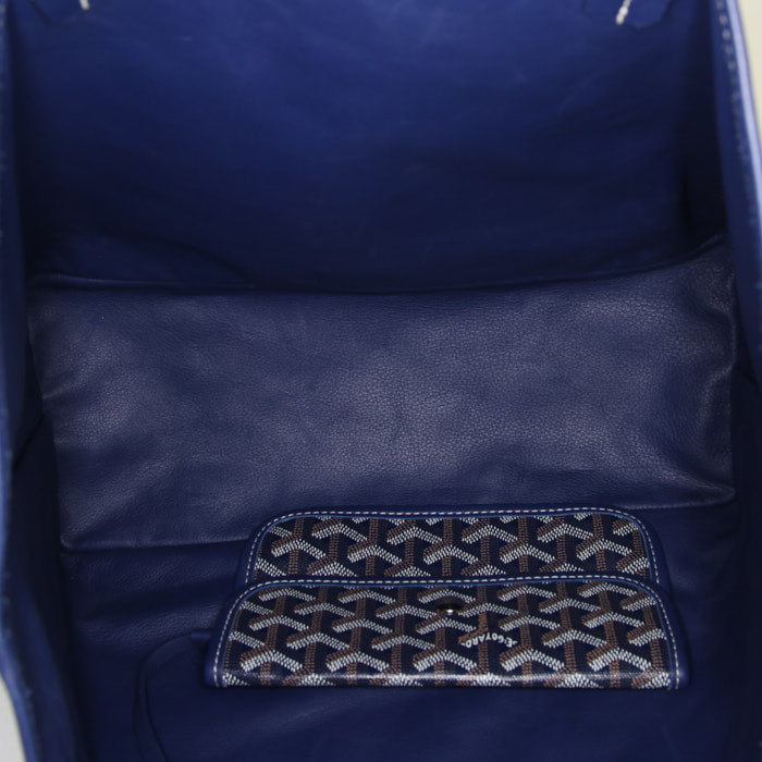 Shopping bag Goyard Anjou in tela Goyardine blu marino e pelle blu marino - Detail D2