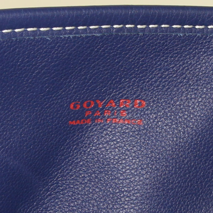 Goyard Anjou shopping bag in navy blue Goyard canvas and navy blue leather - Detail D3
