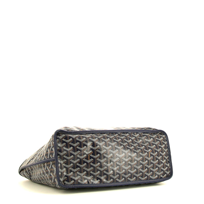 Shopping bag Goyard Anjou in tela Goyardine blu marino e pelle blu marino - Detail D4