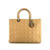 Sac à main Dior Lady Dior grand modèle en cuir cannage beige - 360 thumbnail