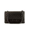 Chanel Timeless handbag in black chevron quilted leather - 360 thumbnail