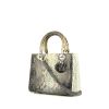 Dior Lady Dior medium model handbag in grey, white and blue shading python - 00pp thumbnail