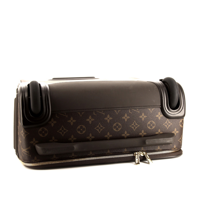 Maleta flexible Louis Vuitton Pegase en lona Monogram marrón y cuero natural - Detail D4