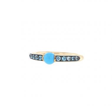 Bague Pomellato M'ama Non M'ama en or rose,  turquoise et zircons