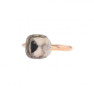 Anello Pomellato Nudo Classic in oro rosa e topazio bianca