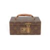 Vuitton, rare and old small vanity case, in brown monogram canvas, english locker in brass, handle in natural leather, from the 1970's - 00pp thumbnail