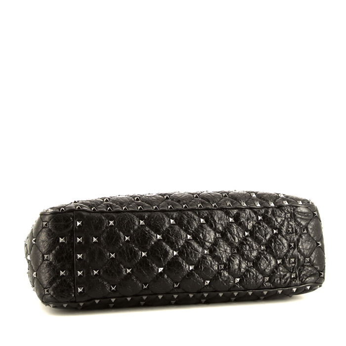 Borsa Valentino Rockstud Spike in pelle nera con decoro di borchie - Detail D5